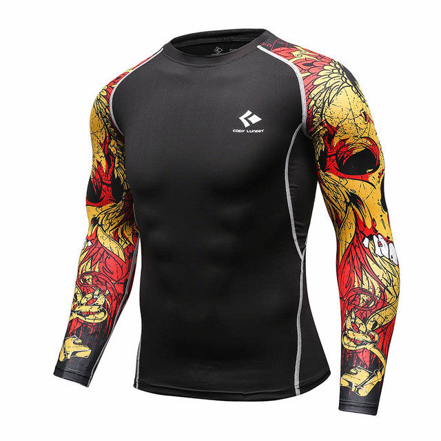 Fire Skull MMA Compression Shirt Rashguard