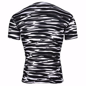Zebra Stripes Free Flow Premium Workout Compression Shirt Short Sleeves