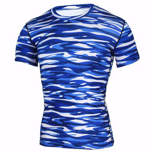 Blue Zeebra Free Flow Premium Workout Compression Shirt Short Sleeves