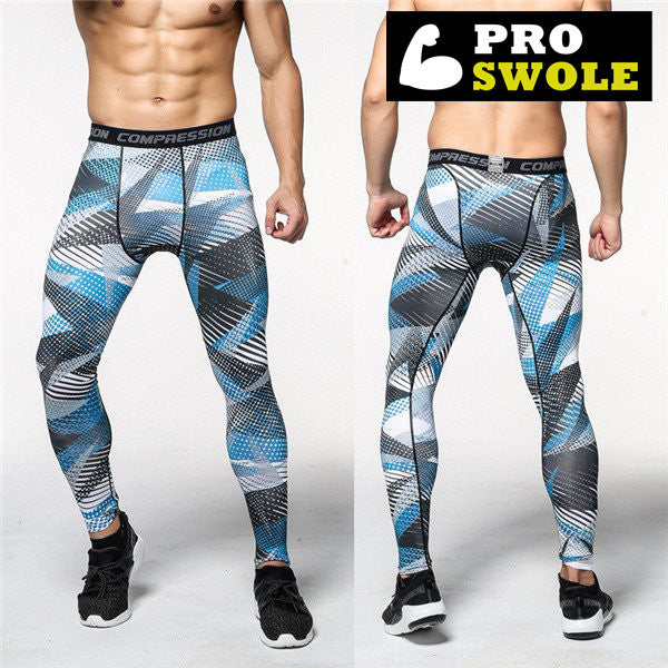Blue Abstract - Free Flow Base Armour Layer Compression Pants